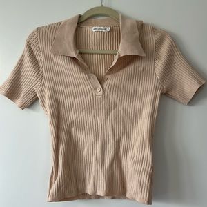 Avec les filles ribbed shirt sleeve sweater